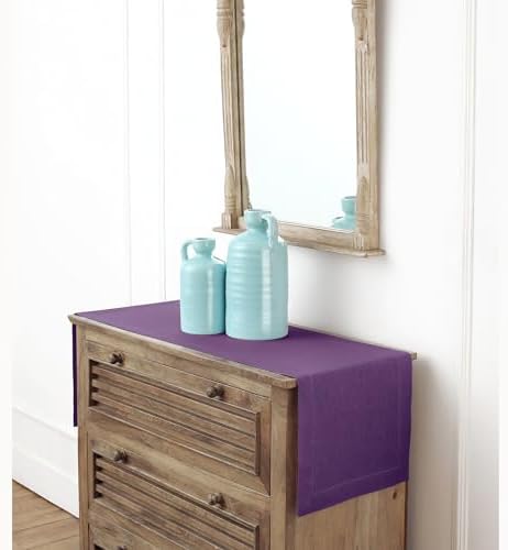 Solino Home 100% Linen Table Runner Purple, Classic Hemstitch 14 x 60 in - Image 4