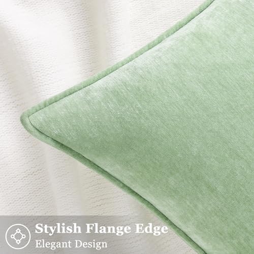 decorUhome Chenille Sage Green Velvet Throw Pillow Covers 20x20 Set of 2 - Image 3