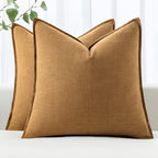 MIULEE Decorative Linen Euro Sham Pillow Covers 22x22 Inch Hazel by MIULEE