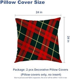 Batmerry Plaid Red Black Throw Pillow Covers, Retro Green Red Scottish Plaid Tartan Pattern Decorative Pillow Covers Digital Printing Blended for Couch Sofa Bed Invisible Zipper 24X24 in(Set of 2) - Image 5