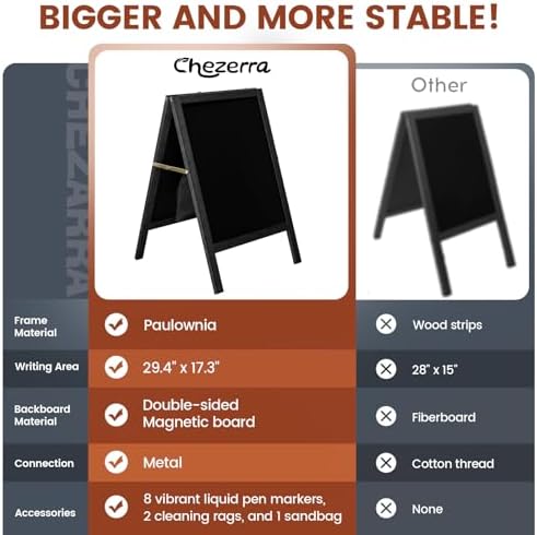 Chezerra A Frame Chalkboard Sign, 40"x20", Black - Image 4