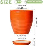 12 Inch Plant Pot, Ceramic Planters for Plants with Drainage and Saucer, Orange - Image 3
