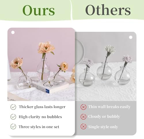 Glasseam Glass Bud Vase for Centerpieces, 6Pcs Clear Small Flower Vase Set - Image 6
