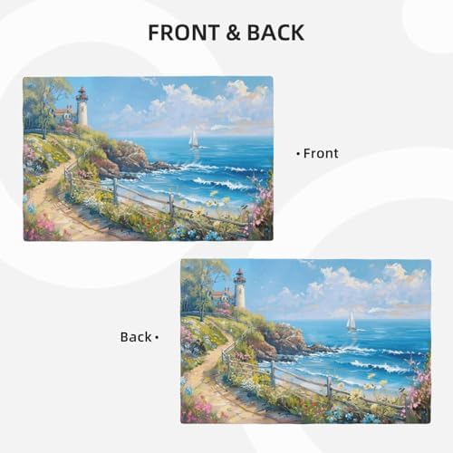 Lighthouse Placemats Set of 6 Beach Coastle Table Mats Blue Ocean Place Mats Decor Imitation Linen Heat Resistant ablecloth for Dining Decoration Kitchen Party Restaurants 12''x18'' - Image 5