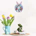Easter Wreaths for Front Door with Lights,Easter Door Wreath,Easter Mesh Wreath,Bunny Spring Colorful Easter Decorations Holiday Ornament for Home Indoor Outdoor Supplies (Blue Bunny Butt) - Image 5
