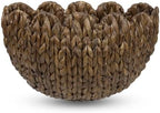 Hanging Wall Basket, Handwoven Water Hyacinth Scalloped Basket, Decorative Wall Organizer and Planter for Entryway Mail Plants Bathroom, 16" D x 10" W x 7" H,Coffee by Home