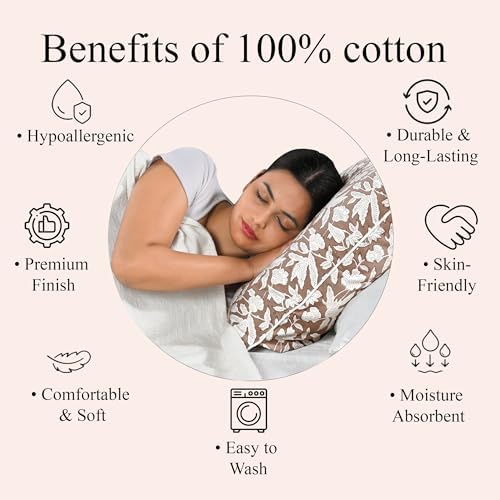 Ridhi Block Print Oak Brown Cotton Pillow Cover 24" x 24" (Set of 2) - Image 6