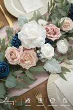 Ling's moment Flower Garland, 6FT Eucalyptus & Rose Dusty Rose & Navy - Image 3