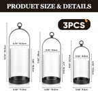 3 Pcs Glass Hurricane Candle Holders, Candle Lantern, 3 Sizes, Black - Image 2