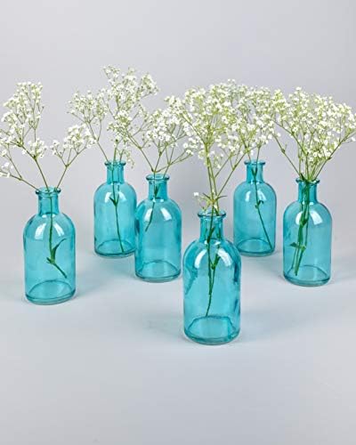 Bud Vases, Apothecary Jars, Decorative Glass Bottles, Centerpiece for Wedding Reception, Elegant Antique Decoration, Mini Flower Vases, Small Medicine Bottles for Home Decor (Blue, Set of 48) - Image 2