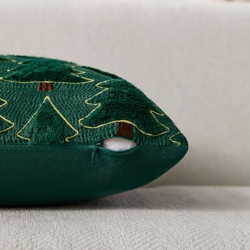 Allorry Christmas Pillow Covers 20x20 inch Set of 2 Christmas Decorations Soft Plush Faux Fur Wool Green Christmas Tree Throw Pillow Cases Winter Holiday Decor for Sofa Living Room PT-012A20 - Image 2