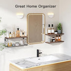 Amada Bathroom Shelves with Storage Basket, Set of 3, Rustic Brown - Image 4