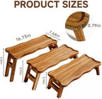 3 Tiered Serving Tray for Party Acacia Wood Foldable Tiered Tray Stand - Image 2