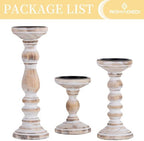 Romadedi Rustic Whitewashed Solid Wood Pillar Candle Holders, Set of 3 - Image 7