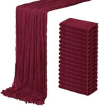 16 Pack Burgundy Cheesecloth Table Runner 20 x 120 inch Gauze Table Runners 10 FT Long,Semi Sheer Boho Cheese Cloth Fabric Table Runner Bulk for Party,Wedding,Baby Shower,Bridal Shower Decoration by ACSUIT