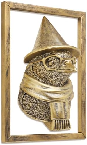 Newinhome Animal Heads Wall Decor (Includes Metal Frame) Resin Animals Sculptures Head Wall Hanging Decoration Gold vintage Wall Sculpture for Living Room Bedroom Office (Penguin) by Newinhome