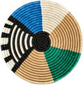 Handwoven African Basket Bowl for Fruits Home Decor (Green, Blue,black, 12in diameter) by ZenDesignsArtsCrafts