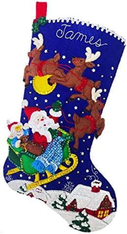 Bucilla Felt Applique 18" Stocking Making Kit, Sleigh Ride with Santa, Perfect for DIY Arts and Crafts, 89536E by Bucilla