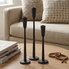 Black Iron Taper Candle Holder Set of 3, Heavy Wrought Iron Candlestick Holders Decorative Candle Stand, Vintage Candle Holder for Wedding, Dining, Home Decoration by Unknown