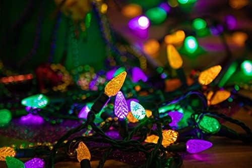 Novelty Lights 24FT 70 Light Purple Green & Yellow LED Mardi Gras Lights - Image 4