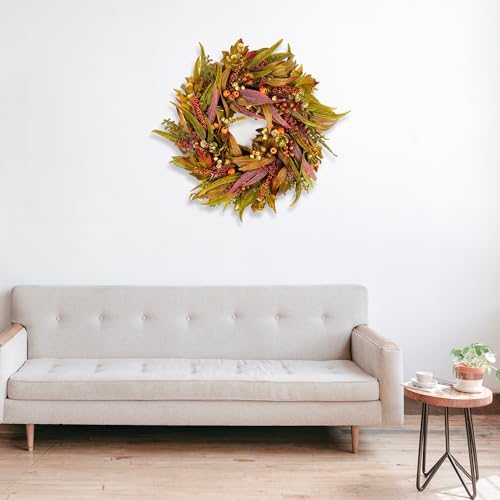 Olive Wreath for Front Door 22 inch, Greenery All Season Wreath with Olive Leaf Fruit, Home Decoration for Outdoor Living Room Indoor Wall and Outside - Image 6