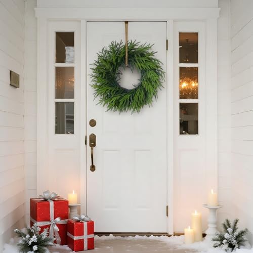24" Lifelike Touch Artificial Christmas Norfolk Pine Wreath for Front Door - Image 2
