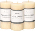 3x6 Inch Ivory Pillar Candles Set of 3 - Hand-Poured Unscented Candles, Long Clean Burning, Large Big Candles, Smokeless Dripless Candles for Dinner Table, Wedding, Home, Bathroom, Rustic Decor by MiraScents