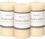 3x6 Inch Ivory Pillar Candles Set of 3 - Hand-Poured Unscented Candles, Long Clean Burning, Large Big Candles, Smokeless Dripless Candles for Dinner Table, Wedding, Home, Bathroom, Rustic Decor by MiraScents