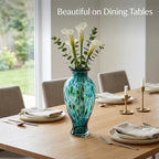 Turquoise Hand Blown Glass Vase 11.8" Tall Beautiful Designer Flower Vase - Image 4