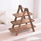 2PCS Wood 3 Tier Serving Tray Three Tiered Cupcake Stand, Rectangle Serving Platter Wooden Farmhouse Tiered Tray, Party Serving Brown Decorative Tray Decor - Image 7