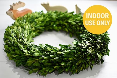 Preserved Boxwood Wreath 18 Inch – Real Greenery Spring Summer & Year-Round Indoor Décor, Farmhouse Wall & Mantel, Fade-Resistant - Image 5