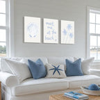 Framed Coastal Granddaughter Wall Art Set of 3, Blue Shell Palm Tree Wall Decor Print Poster, Meet Me At The Beach Room Aesthetics Canvas Painting for Dorm Girly Room Bathroom Decoration 16x24 inch - Image 6