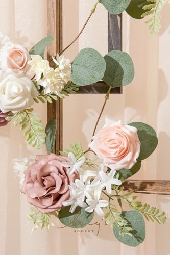 Ling's moment Artificial Pink Flowers Combo, Dusty Rose & Blush, Grand - Image 6