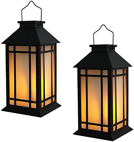 Bdor 13 Inch Outdoor Decorative Lanterns with LED Candle Timer 2 Pack Black by Bdor