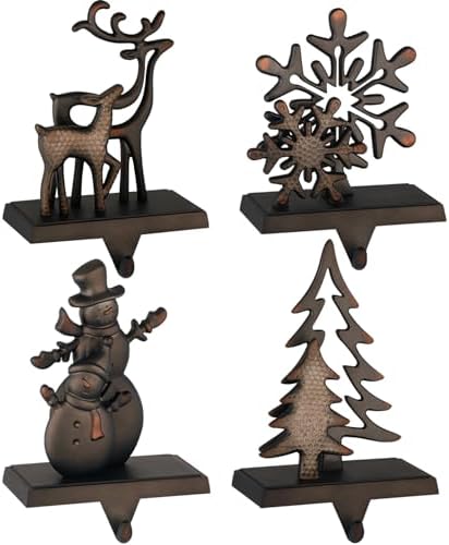 Black Christmas Stocking Holders for Mantel Set of 4 Stocking Hooks for Fireplace Mantel Hangers for Stocking Metal Stocking Holder for Christmas Decoration Hanging Hanger Clips - Image 4