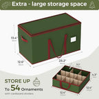 Large Christmas Ornament Storage Box, Dual Zippers, Stackable Christmas Storage Container with Lid, 6 Trays, 600D Oxford, Fits 54-4”, Green - Image 3