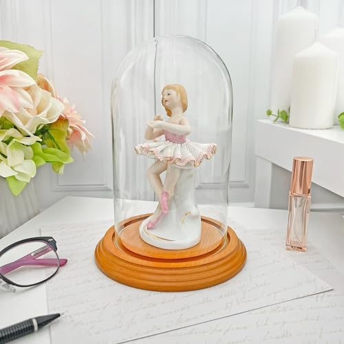 Plymor 4" x 7" Small Glass Display Dome Cloche (Oak Veneer Base) - Image 2