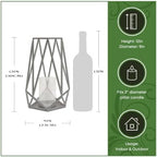 National Tree Company 12 in. Candle Lantern, Glacier Gray Powder-Coated Steel Lantern with Glass Chimney, Indoor/Outdoor Pillar Candle Holder - Image 5