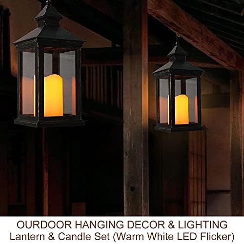 2-PACK 14 Inch Vintage Decorative Candle Lanterns With Timer - IP44 Waterproof Distressed Gold Decorative Outdoor Lanterns Battery Powered - Hanging Decorative Lanterns For Wedding Indoors - Image 5