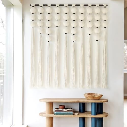 IOWER Large Macrame Wall Hanging Macrame Wall Decor Sphericity Cotton Textile Wall Hanging Boho Wall Decor Art Fiber Yarn Art Handmade 39" Wx39 L - Image 4