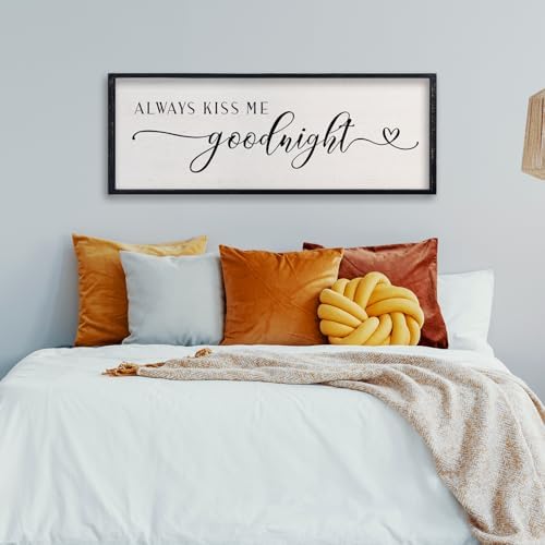 comurdyo Love Theme Always Kiss Me Goodnight Sign 32"×12" Black - Image 3