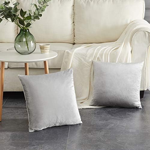 GIGIZAZA Decorative Throw Pillow Covers 18 x 18,Sofa Cushion Grey Pillow Covers,Velvet Pillow Square Cushion Covers (18x18inch(45x45cm)-4pcs, Silver Grey) - Image 5