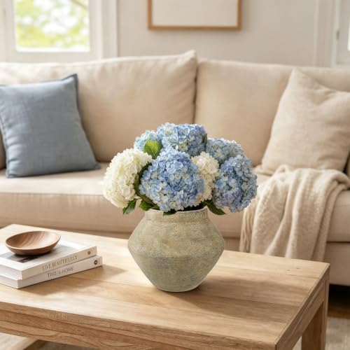 Briful Rustic Ceramic Vase 6'' Decorative Farmhouse Table Vase, Brown - Image 4