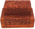 Handcarved Wooden Decorative Treasure Chest Box 8 x 5 Inch Brown Tree Of Life Pattern - Multipurpose Use as Sister gifts for Jewelry Storage, Watch Box, Grandma Gifts Pack fo 2 Boxes - Image 3