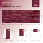 6 Pack Burgundy Red Cheesecloth Table Runner 120 Inch Boho Wedding Decor - Image 2