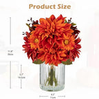 Briful Fake Fall Flowers with Vase, Artificial Dahlia & Mum Silk Floral Arrangement with Glass Vase Faux Autumn Flowers Bouquet for Home Office Room Coffee Table Centerpiece Wedding Decoration - Image 2