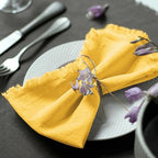 Handmade Cloth Napkins 100% Cotton Napkins with Fringe，Delicate Handmade Cloth Napkins for Dinners, Parties, Weddings and More，(18 x 18 Inch Set of 12) - Yellow by Ayuzawa