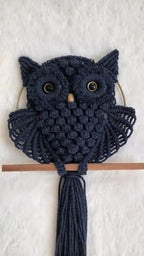Bohemian Owl Macramé Wall Hanging Pack Of 2-12 x 23 Inch, Black by Unknown