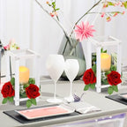 Hushee 30 Pcs Wooden Wedding Lantern Centerpiece, Red Rose, White - Image 4