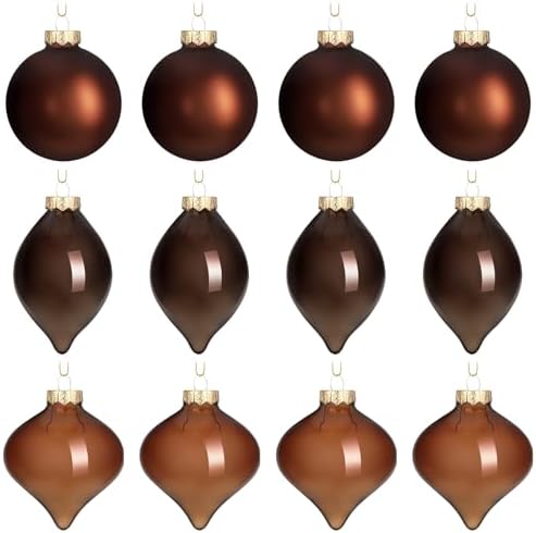 Zomiboo 12 Pcs Brown Glass Christmas Ball Ornaments Set 3.15" by Zomiboo
